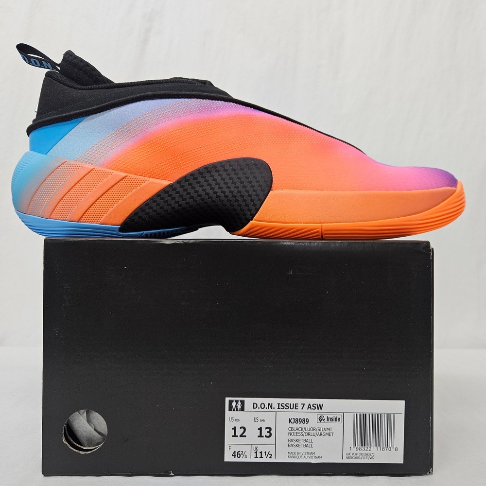 Adidas DON Issue 7 ASW Basketball Shoes KJ8989 Black Orange Blue Men's Size 12